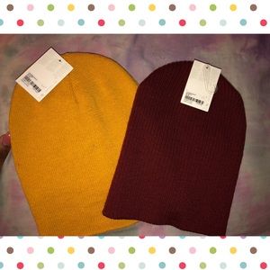 Beanie Bundle Mustard Yellow and Burgundy